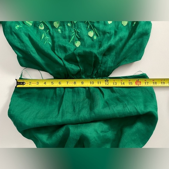 Saloni Neelam floral embroidered cutout linen dress emerald green sz us 12 - Picture 9 of 12